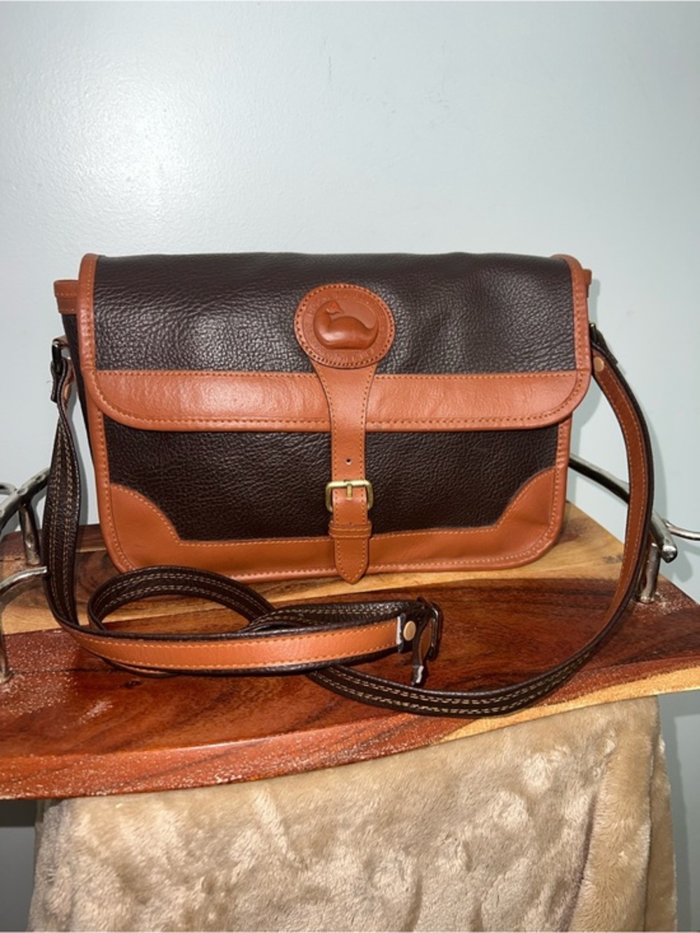 Dooney & Bourke All Weather Leather AWL Crossbody Bag USA Brown VINTAGE